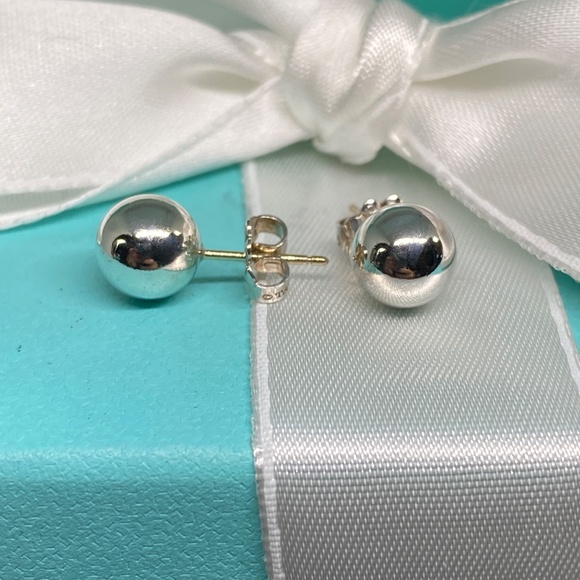Tiffany & co 8mm hardware ball earring studs 925 silver with box MSRP $325 - Picture 5 of 6